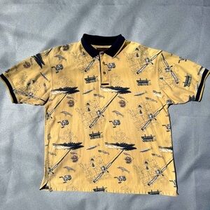 North River Men's Yellow Fishing Polo Shirt Outdoor Classic Dad Style XL